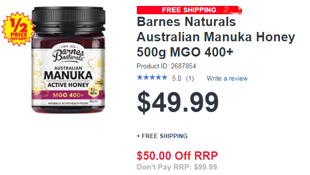Barnes Naturals Australian Manuka Honey 500g MGO 400+