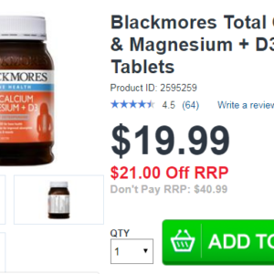 Blackmores Total Calcium & Magnesium + D3 200