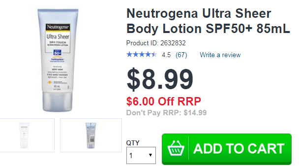 Neutrogena Ultra Sheer Dry-Touch Sunscreen Lotion SPF 50+ 85ml Neutrogena Ultra Sheer Dry-Touch Sunscreen Lotion SPF 50+ 85ml