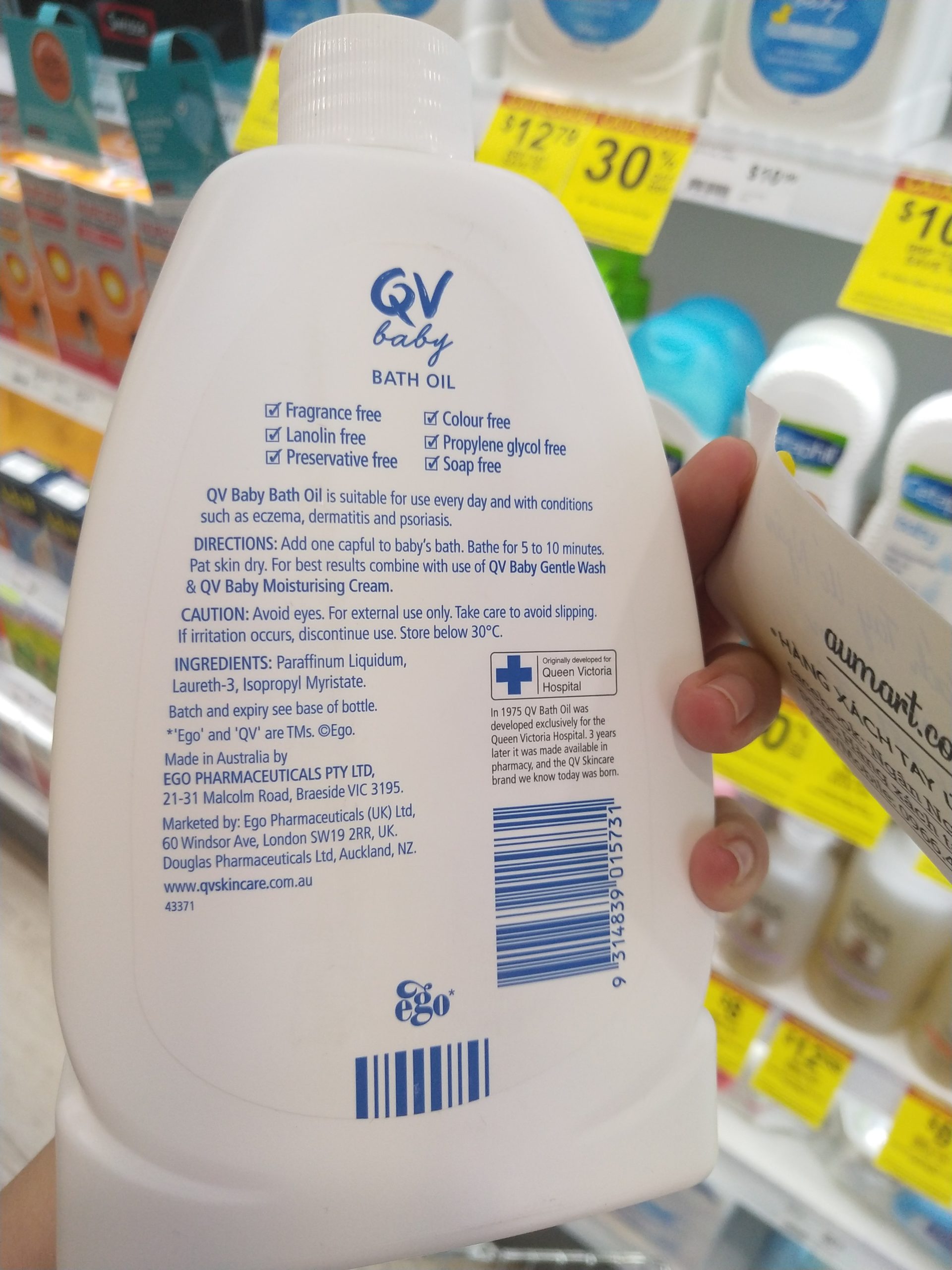 Sữa tắm dưỡng ẩm QV baby 500ml của Úc Sữa tắm dưỡng ẩm QV baby 500ml của Úc
