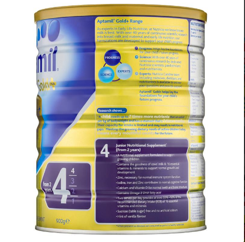 Aptamil Gold + 4 Junior bổ sung dinh dưỡng từ 2 năm 900g