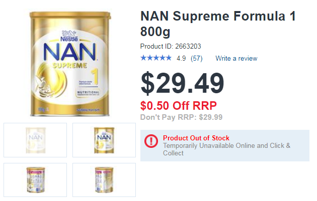 Sữa bột NAN Supreme Formula số 1 cho bé từ 0-6 tháng tuổi 800g