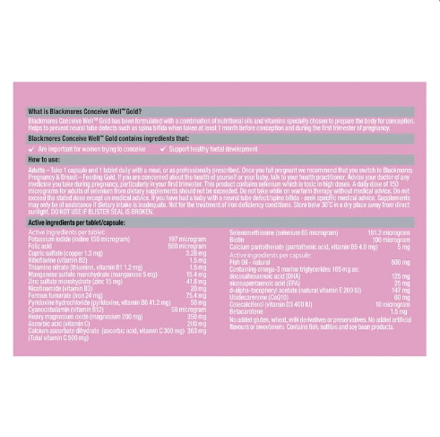 Viên uống Blackmores Conceive Well- thành phần Viên uống Blackmores Conceive Well- thành phần