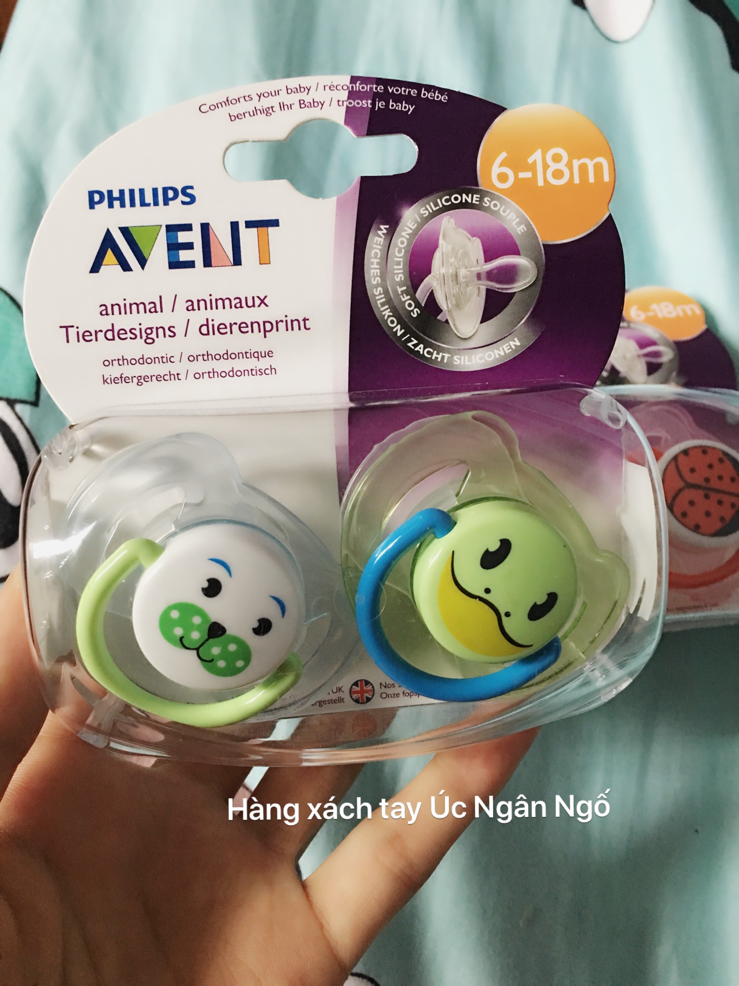 Núm ty giả PHILIPS AVENT hình thú cho bé từ 6 -18 tháng tuổi